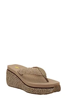 Volatile Island Platform Flip Flop Raffia Fabric at Nordstrom,