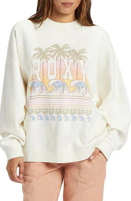 Roxy Lineup Oversize Graphic Sweatshirt Egret at Nordstrom,