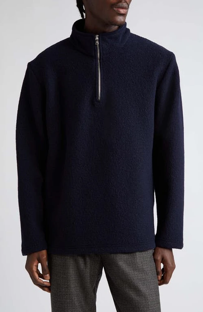 De Bonne Facture Half Zip Wool Sweater Navy at Nordstrom,