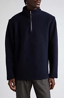 De Bonne Facture Half Zip Wool Sweater Navy at Nordstrom,