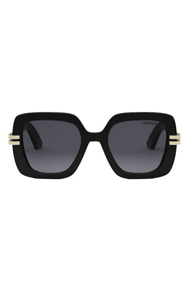 CDior S2I 52mm Gradient Square Sunglasses in Shiny Black /Gradient Smoke at Nordstrom