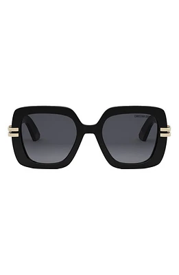 CDior S2I 52mm Gradient Square Sunglasses in Shiny Black /Gradient Smoke at Nordstrom