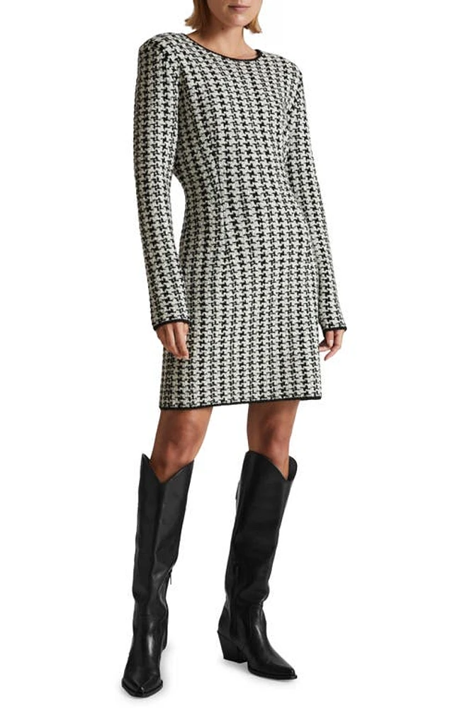 & Other Stories Houndstooth Long Sleeve Wool Alpaca Blend Sweater Dress Black/White Houndtooth at Nordstrom,