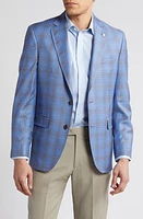 Ted Baker London Jay Slim Fit Deco Plaid Wool Sport Coat in Medium Blue at Nordstrom, Size 42 Short