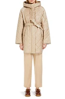 Weekend Max Mara Ribera Diamond Quilting Hooded Coat Sand at Nordstrom,