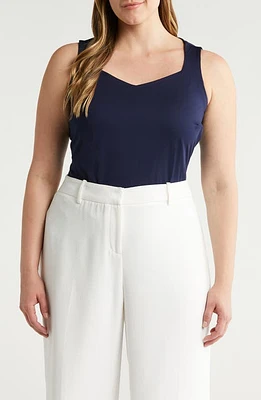 halogen(r) Sleeveless Sweetheart Neck Knit Shell Classic Navy Blue at Nordstrom,