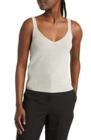 MANGO Metallic Knit Tank Top in Silver at Nordstrom, Size X-Small