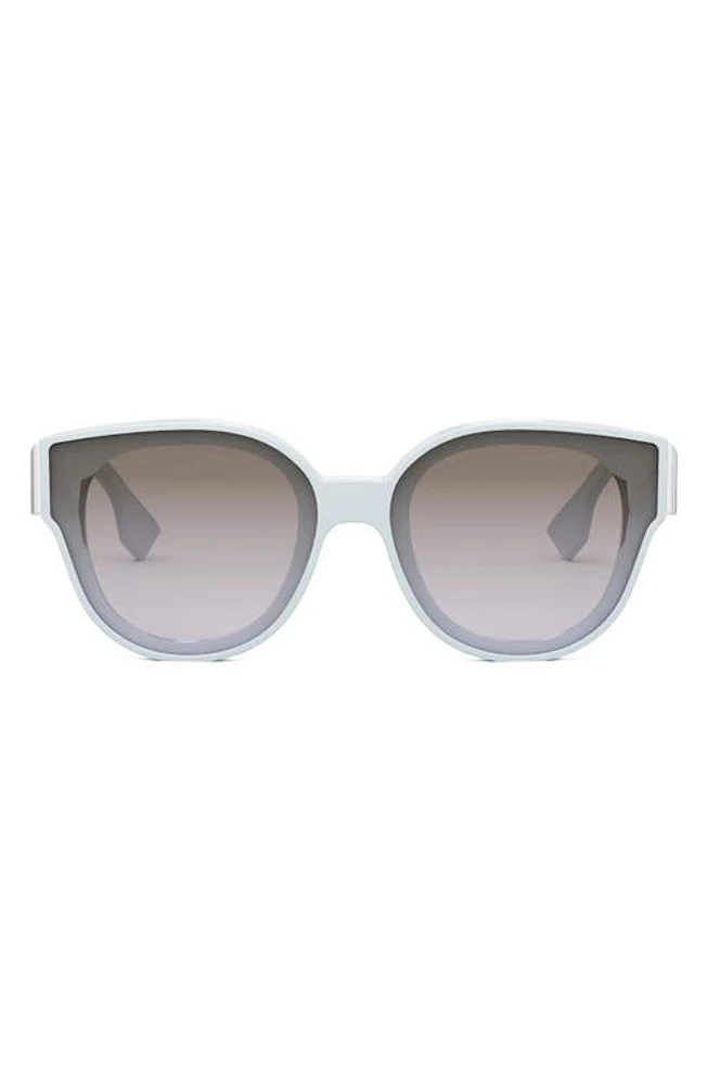 'Fendi First 63mm Gradient Oversize Round Sunglasses in Shiny Light Blue /Brown at Nordstrom