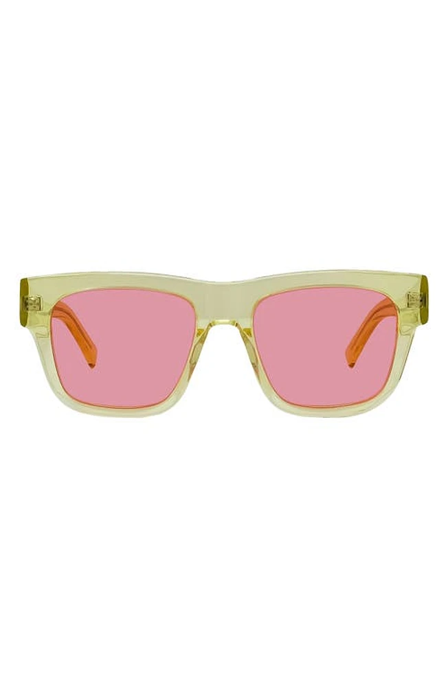 Givenchy GV Day Lector 52mm Square Sunglasses in Shiny Yellow /Violet at Nordstrom