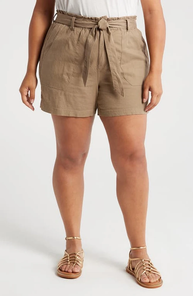 Wit & Wisdom Sky Rise Linen Blend Paperbag Shorts at Nordstrom,