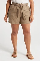 Wit & Wisdom Sky Rise Linen Blend Paperbag Shorts at Nordstrom,