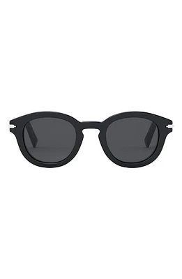 'DiorBlackSuit R5I 48mm Round Sunglasses in Shiny Black /Smoke at Nordstrom