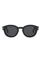 'DiorBlackSuit R5I 48mm Round Sunglasses in Shiny Black /Smoke at Nordstrom