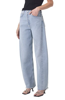 AGOLDE Luna Pieced High Waist Raw Hem Barrel Jeans Void at Nordstrom,