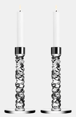 Orrefors Carat Set of 2 Crystal Candlesticks at Nordstrom, Size Small