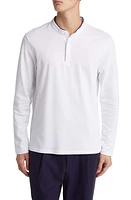 Open Edit Long Sleeve Piqué Henley in White at Nordstrom, Size Large