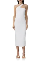 AFRM Sloane Asymmetric Neck Midi Dress Bright White at Nordstrom,