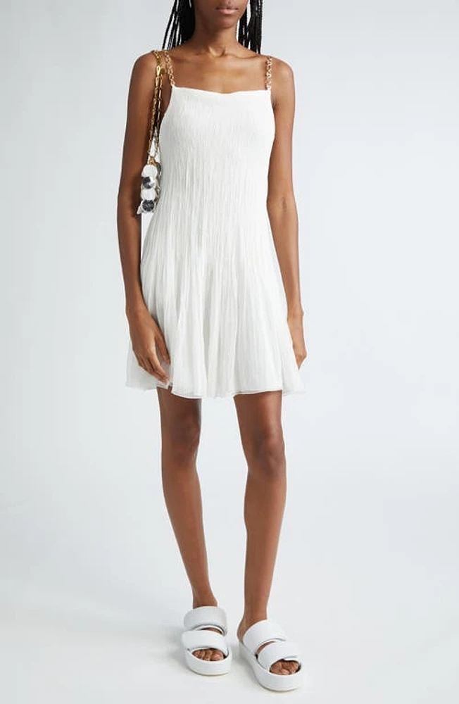 Rabanne Chain Strap Silk Blend Chiffon Plissé Minidress Natural White at Nordstrom, Us