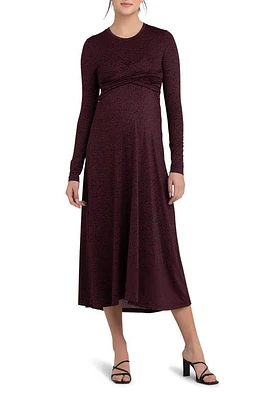 Ripe Maternity Jude Cross Front Long Sleeve Maternity/Nursing Dress Maroon /Black at Nordstrom,