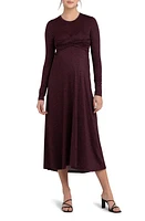 Ripe Maternity Jude Cross Front Long Sleeve Maternity/Nursing Dress Maroon /Black at Nordstrom,