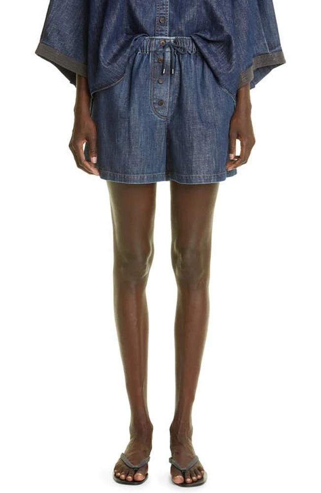 Brunello Cucinelli Monili Trim Denim Shorts at Nordstrom, Size 2 Us