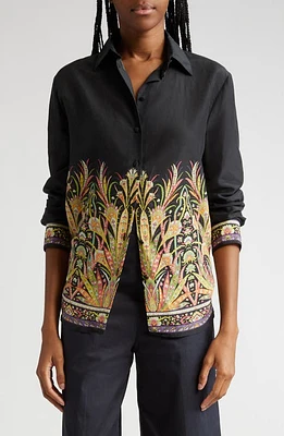 Etro Cotton & Silk Button-Up Shirt Print On Black Base at Nordstrom, Us