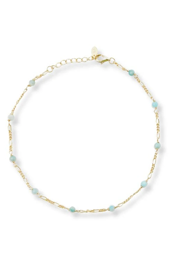 Argento Vivo Sterling Silver Amazonite Figaro Chain Bracelet in Gold at Nordstrom