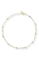 Argento Vivo Sterling Silver Amazonite Figaro Chain Bracelet in Gold at Nordstrom