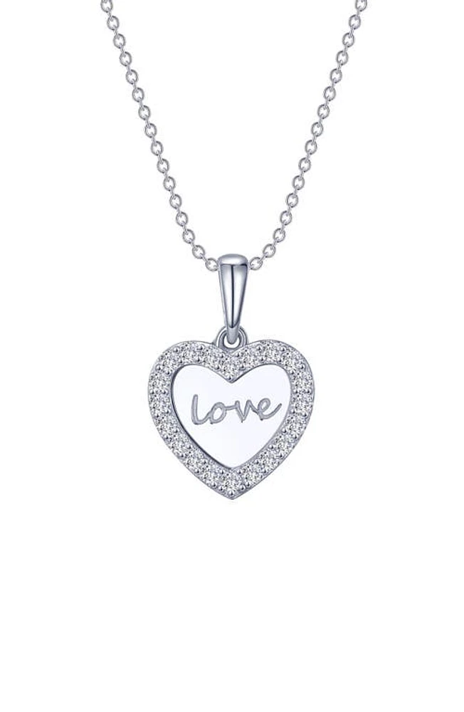 Lafonn Love Heart Simulated Diamond Pendant Necklace in White at Nordstrom, Size 20