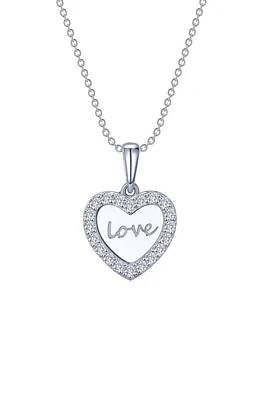 Lafonn Love Heart Simulated Diamond Pendant Necklace in White at Nordstrom, Size 20