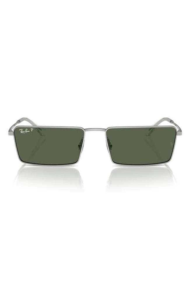 Ray-Ban Emy 59mm Polarized Rectangular Sunglasses in Silver at Nordstrom