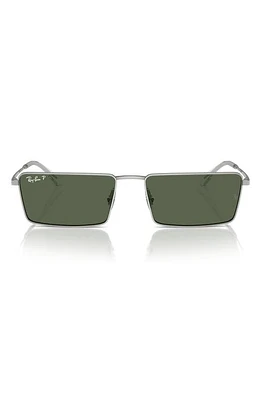 Ray-Ban Emy 59mm Polarized Rectangular Sunglasses in Silver at Nordstrom