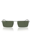 Ray-Ban Emy 59mm Polarized Rectangular Sunglasses in Silver at Nordstrom