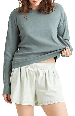 Papinelle Luxe Rib Long Sleeve Pajama Shirt Deep Moss at Nordstrom,