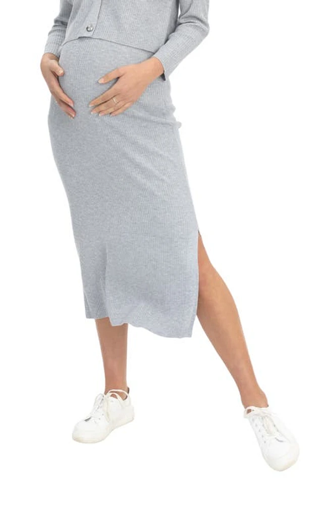 Angel Maternity Rib Maternity Midi Skirt in Grey at Nordstrom, Size X-Large