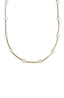 Argento Vivo Sterling Silver Tube Freshwater Pearl Necklace in Gold at Nordstrom