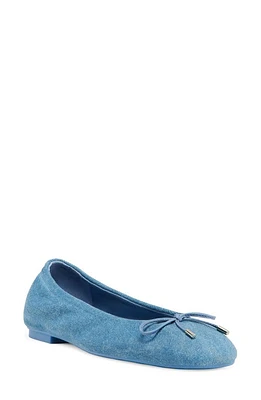 Stuart Weitzman Bow Flat Washed Vintage Denim at Nordstrom,