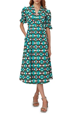 Diane von Furstenberg Erica Check Stretch Cotton Midi Dress Eden at Nordstrom,