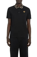 Versace Metallic Greca Collar Piqué Polo at Nordstrom,