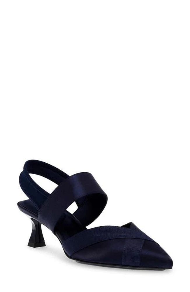 Anne Klein Islander Almond Toe Slingback Pump in Navy Fb at Nordstrom, Size 7