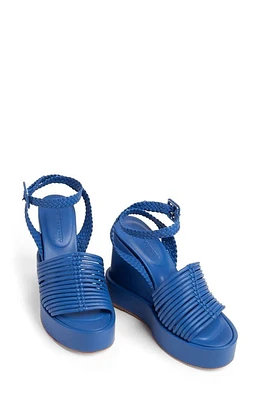 Paloma Barcelo Nolan Ankle Strap Platform Wedge Sandal Blue at Nordstrom,