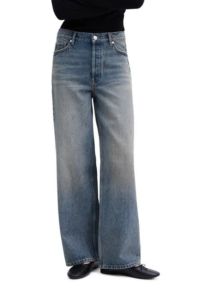 MANGO High Waist Wide Leg Jeans Dark Vintage Blue at Nordstrom,