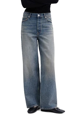 MANGO High Waist Wide Leg Jeans Dark Vintage Blue at Nordstrom,