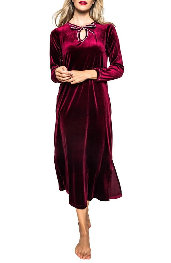 Petite Plume Harlow Velour Nightgown in Garnet at Nordstrom, Size Medium