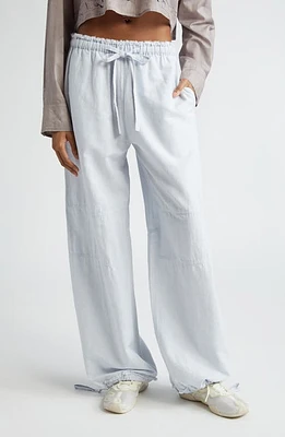 Acne Studios Pagino Cotton & Linen Wide Leg Pants Pale Blue at Nordstrom, Us