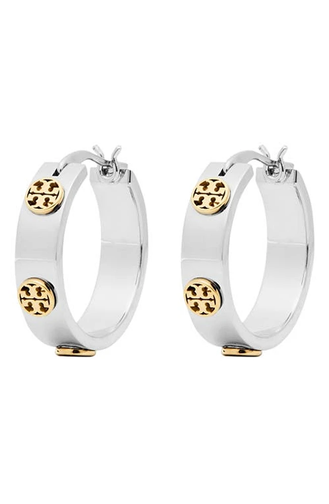 Tory Burch Miller Huggie Hoop Earrings in Tory Silver /Tory Gold at Nordstrom