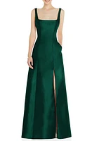 Alfred Sung Square Neck Satin A-Line Gown at Nordstrom,