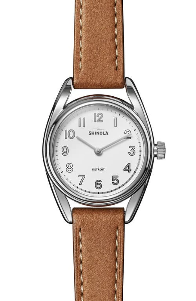 Shinola Derby Leather Strap Watch, 30.5mm in Silver at Nordstrom