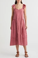 Treasure & Bond Tie Back Flutter Sleeve Cotton Maxi Dress at Nordstrom,