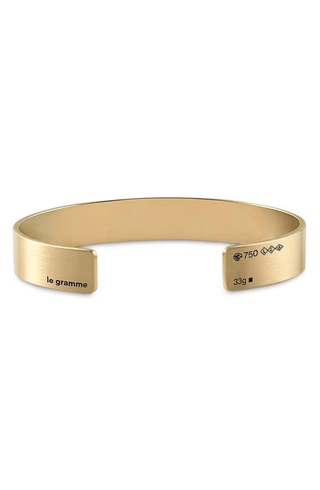 le gramme Men's 33G Brushed 18K Gold Cuff Bracelet in Yellow Gold at Nordstrom, Size Large